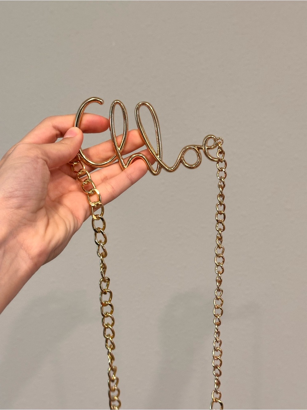 Gold Chloe Script Waist Chain Belt